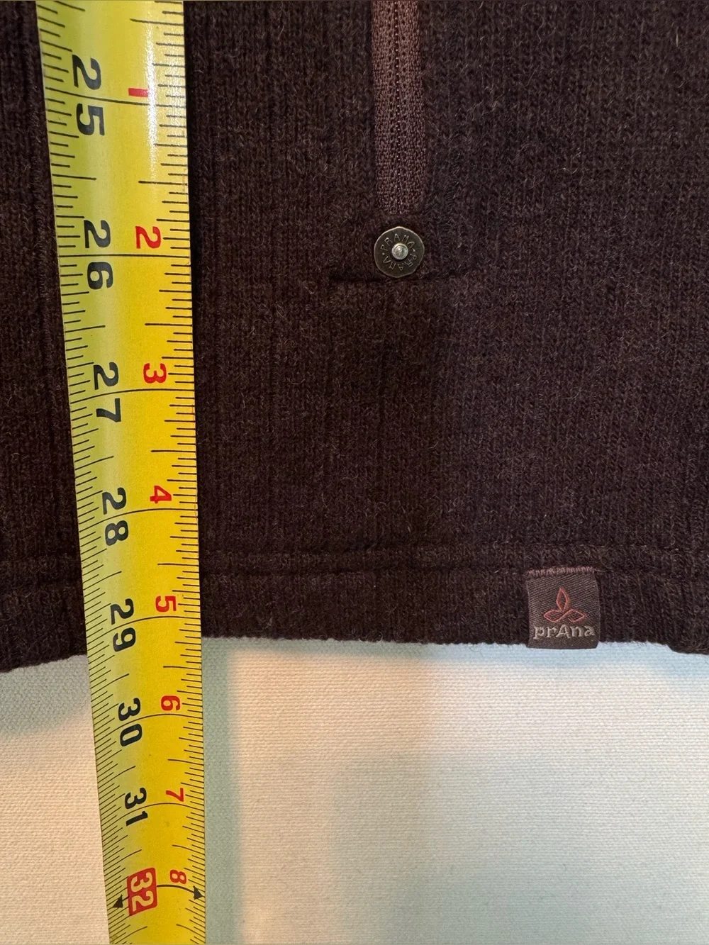 Prana Men's Full Zip Sweater Jacket size XL brown textured wool blend, pockets